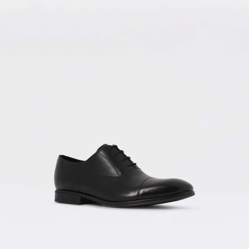 Comfort Oxford - sorte oxford pensko til herre i glanset skinn