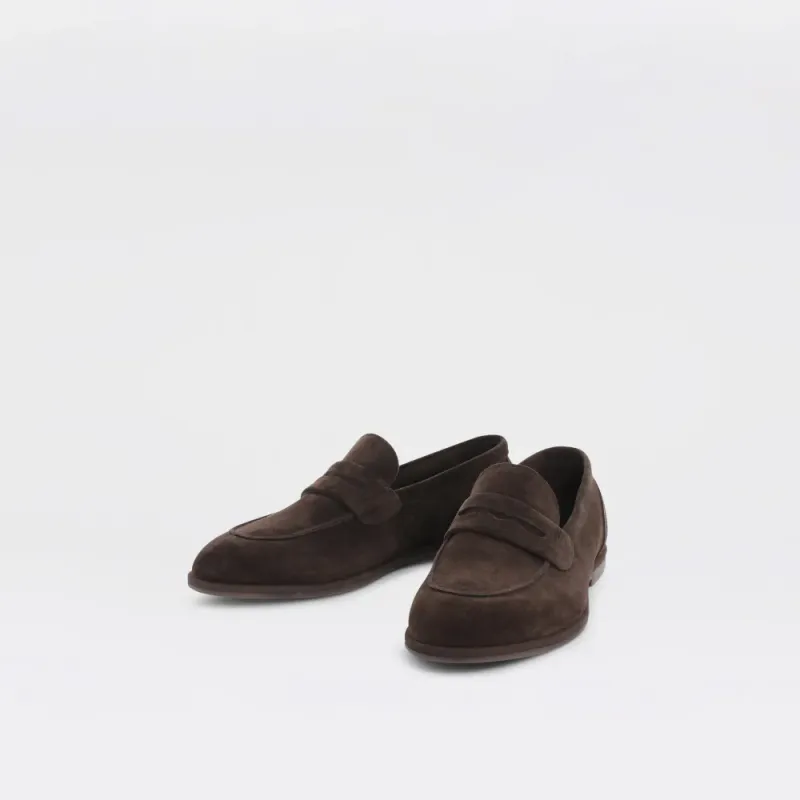 Paris - coffee brun loafer til herre i semsket skinn